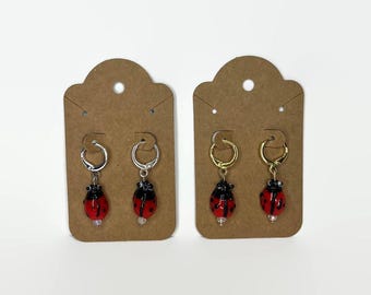 Lady Bug Huggie Dangle Earrings