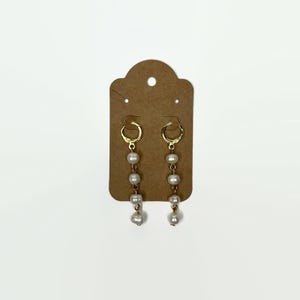 Freshwater Pearl Huggie Dangle Earrings