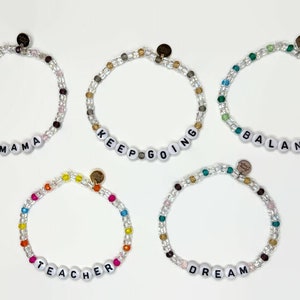 Custom Word Bracelet with Crystal Beads / Custom Beaded Bracelet / Name Bracelet / Personalized Bracelet