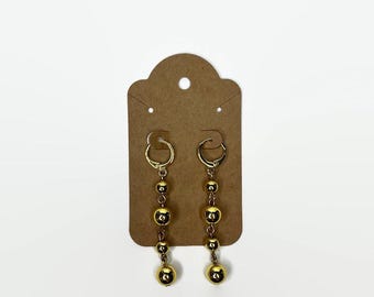 Gold Ball Huggie Dangle Earrings