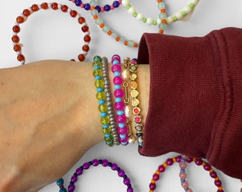 Colorful Contrasted Summer Beaded Bracelet