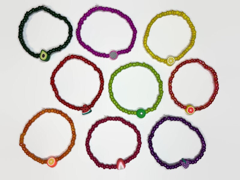 Bracelet Réglable En Alliage Avec Breloques Fruits Et Cœur - Fait Main, Pour Adolescente Et Jeune Adulte - 10