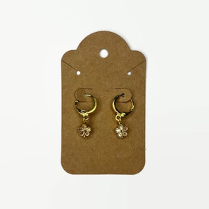 Gold Flower Huggie Dangle Earrings