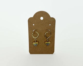 Rainbow Heart Huggie Dangle Earrings / Pride Earrings