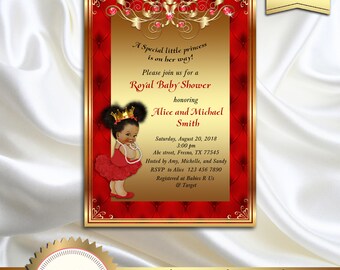 Princess Royal Baby Shower Printable Invitation Red White Etsy
