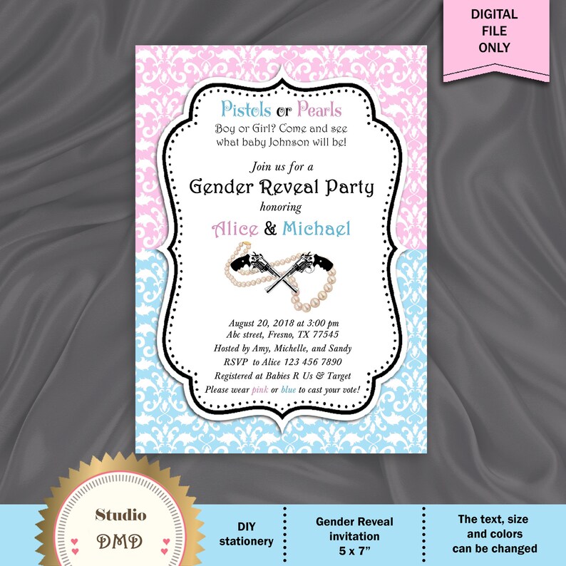 Printable Gender Reveal Invitation Baby Reveal Invitation Etsy