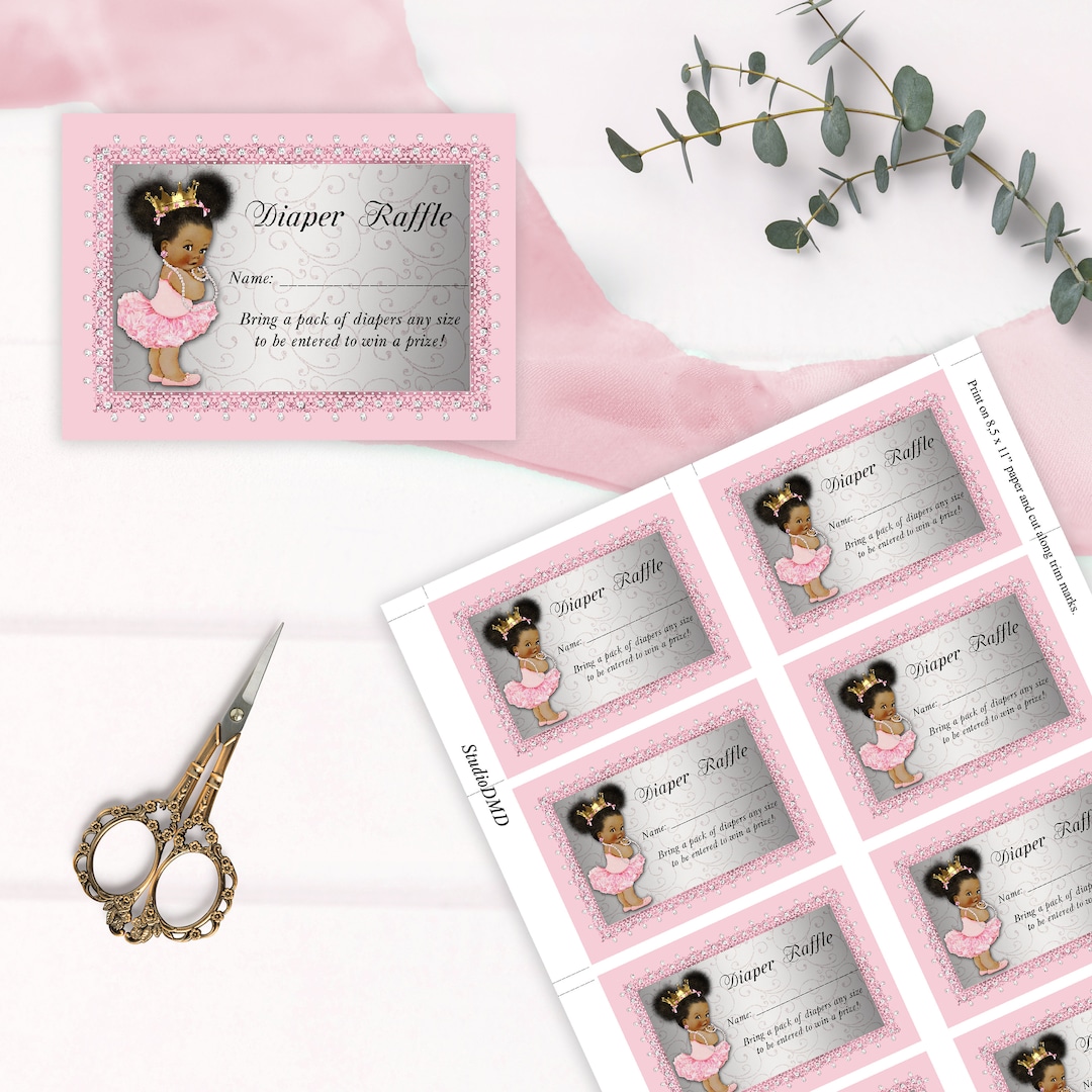 Printable Diaper Raffle Cards, Diaper Raffle Card, Little Princess ...