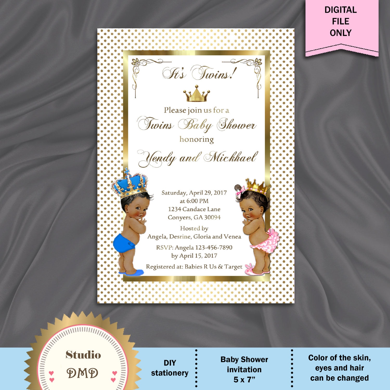 Printable Prince and Princess Baby Shower Invitation Royal - Etsy