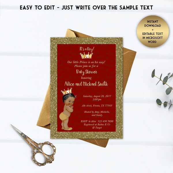 Red Gold Baby Shower Etsy