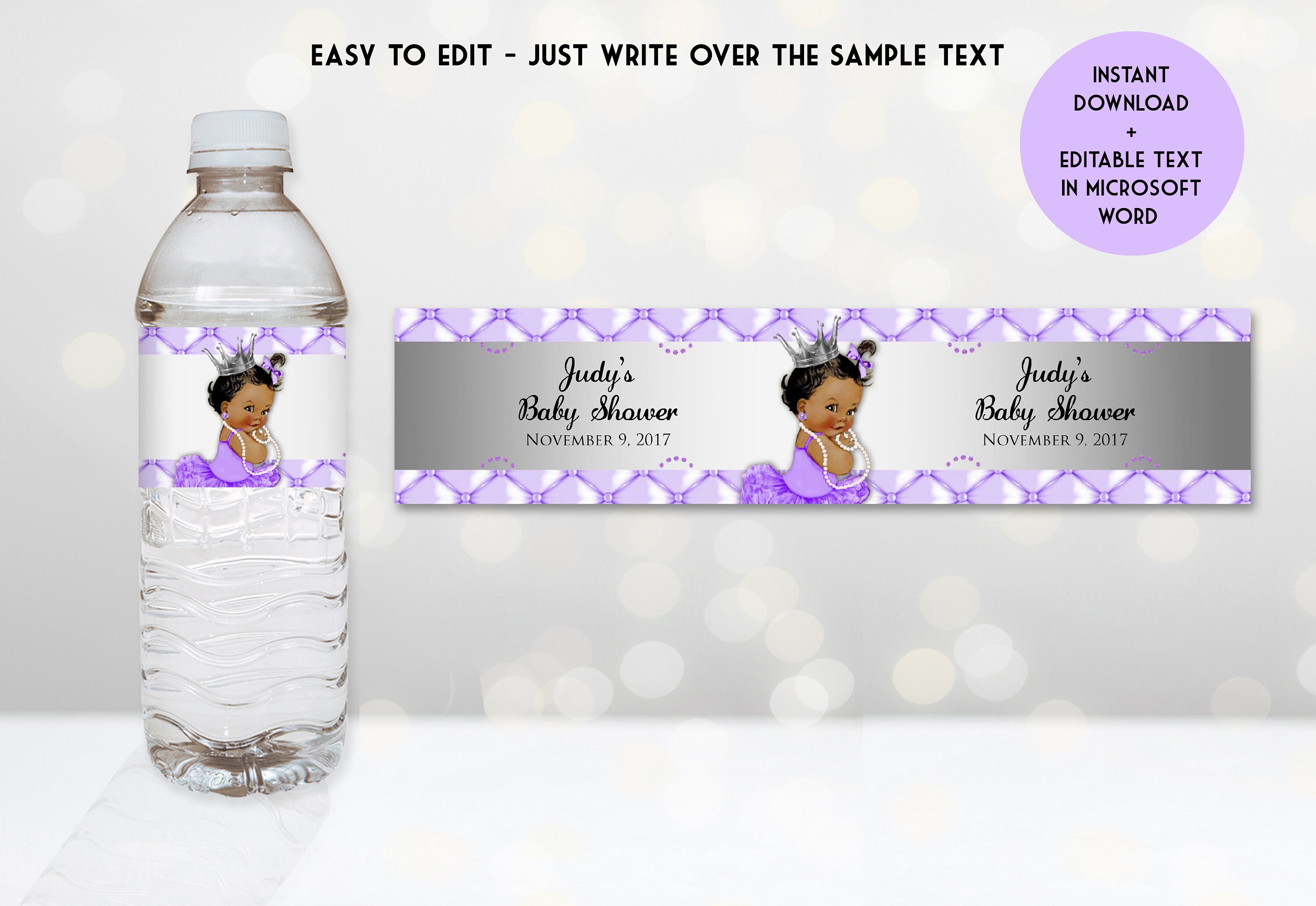 Water bottle labels in word