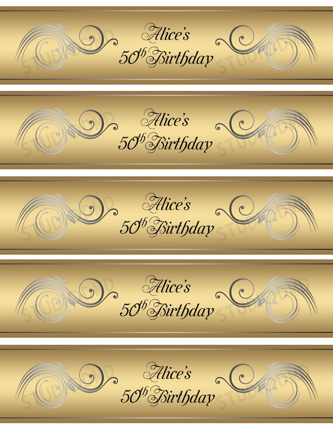 Printable Water Bottle Labels Silver and Gold Labels | Etsy