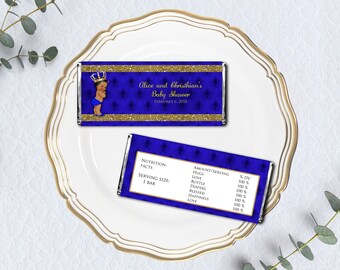 Printable Candy Bar Wrapper, Hershey's Chocolate Wrapper, Little Prince, Royal Baby Shower, Blue, Boy, EDITABLE text INSTANT DOWNLOAD, BBS01