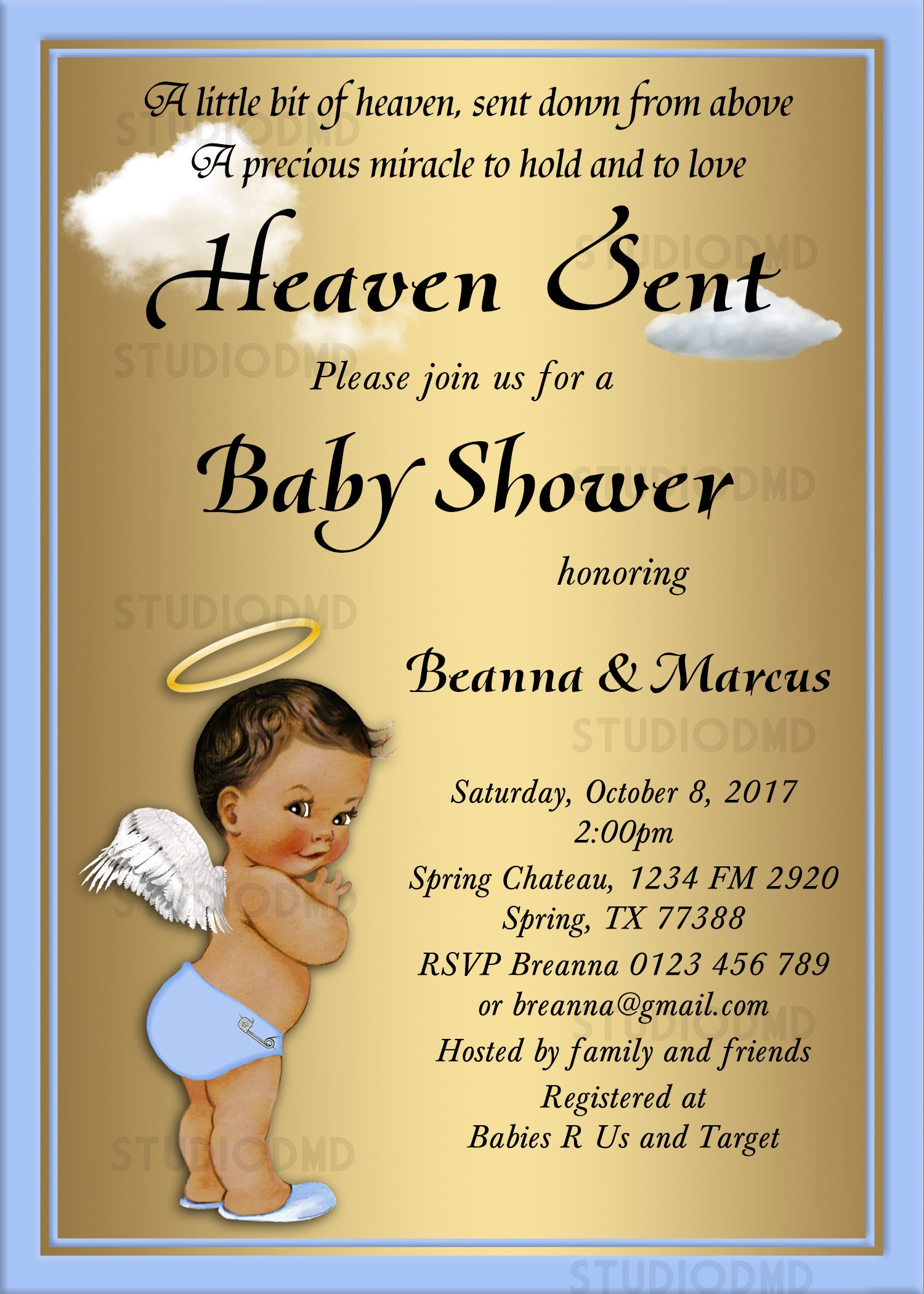 Heaven Sent Baby Shower Invitation Sent From Heaven Little | Etsy