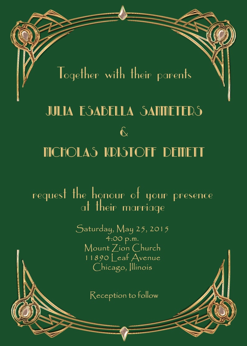 Great Gatsby Style Art Deco Wedding Invitation Suite