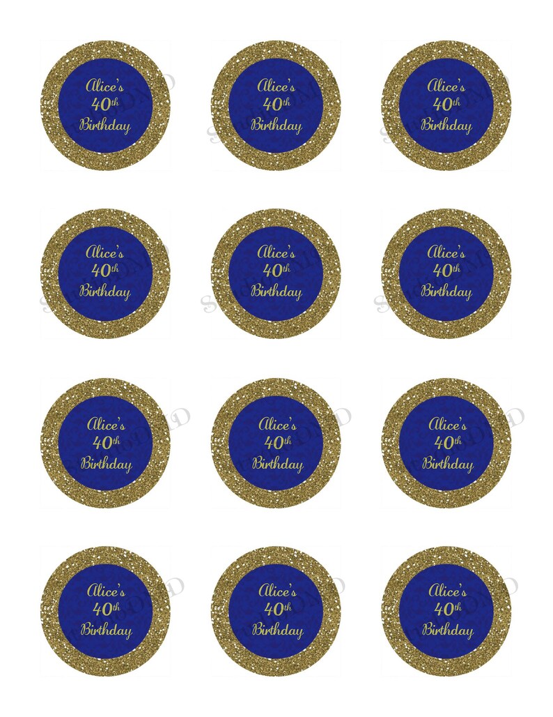 Printable Cupcake Toppers Stickers Labels Royal Blue and - Etsy Australia