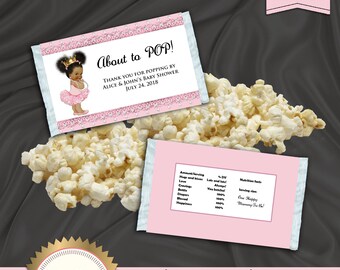 Printable Microwave Popcorn Wrapper, Ready to Pop, Royal Baby Shower, Pink, EDITABLE text, DOWNLOAD Instantly Word Format, BS15