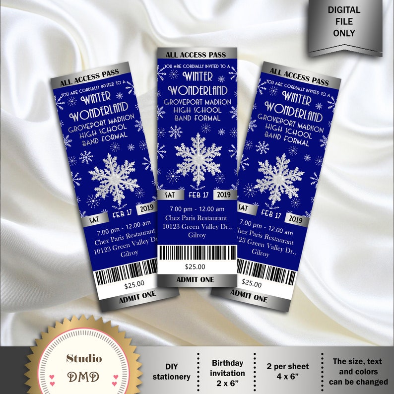 Winter Wonderland Invitation Band Formal Invitation Ticket Etsy