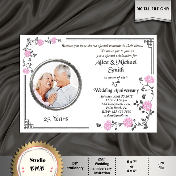 Invitation Imprimable 25e Anniversaire De Mariage Etsy