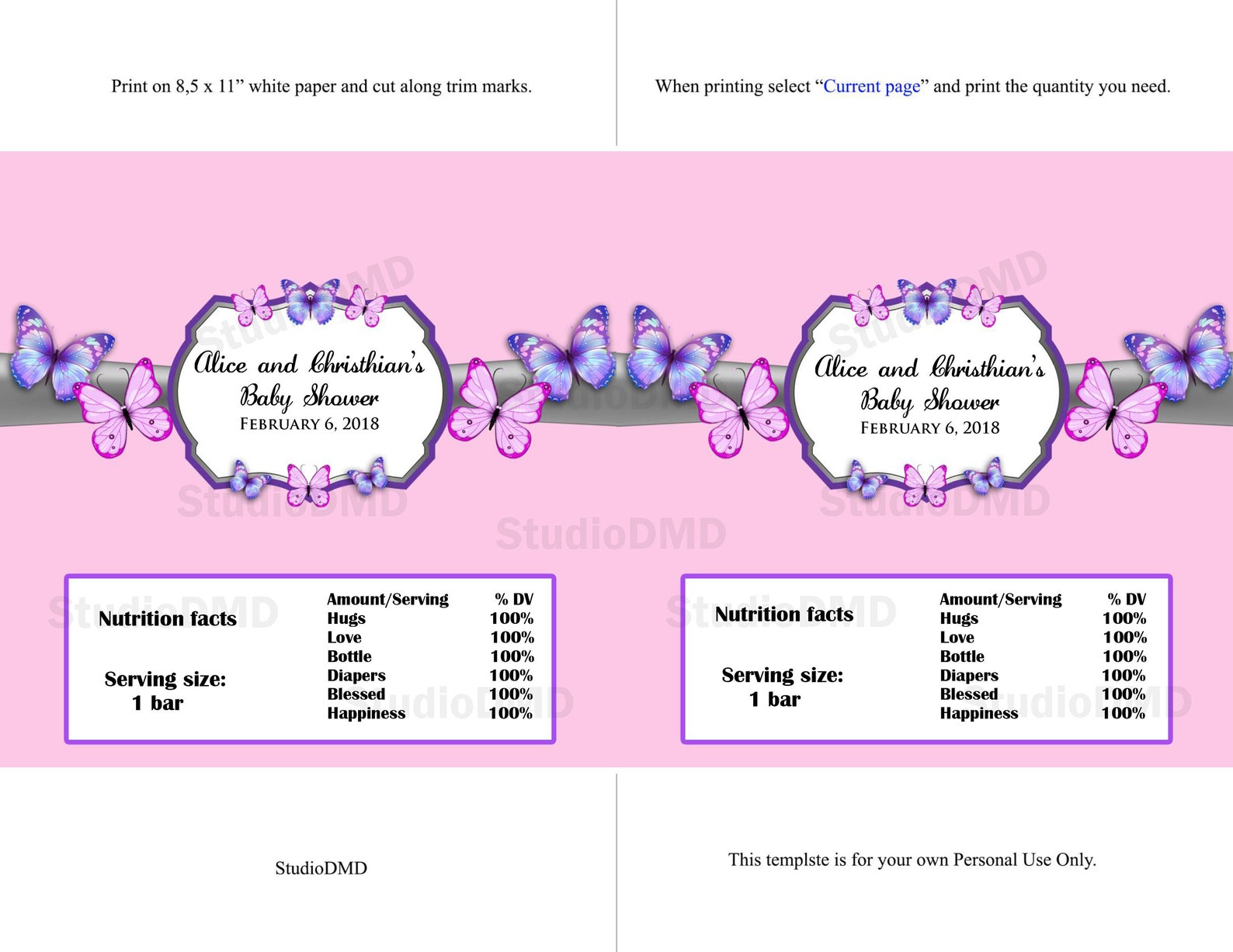 Printable Candy Bar Wrapper Hershey's Chocolate Wrapper - Etsy