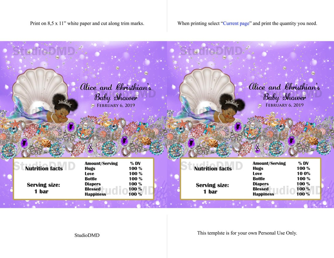 Printable Candy Bar Wrapper Hershey's Chocolate Wrapper | Etsy