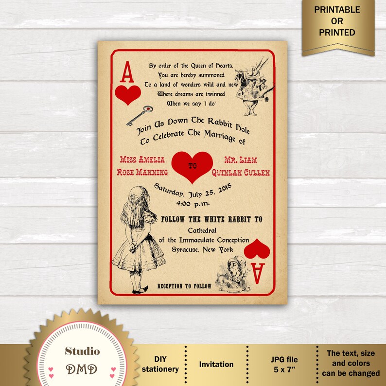 Printable Alice in Wonderland Wedding Invitation Fairytale - Etsy