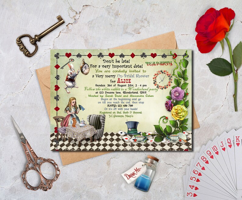 Alice in Wonderland Bridal Shower Invitation Wonderland Etsy