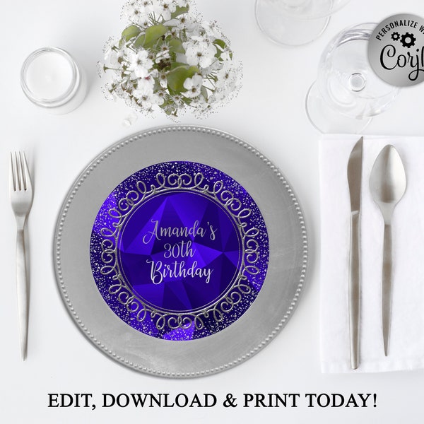 Blue Charger Plates Etsy