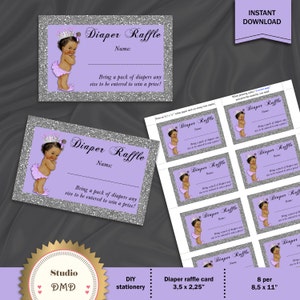 Diaper Raffle Card, Printable Diaper Raffle Card, Little Princess ...