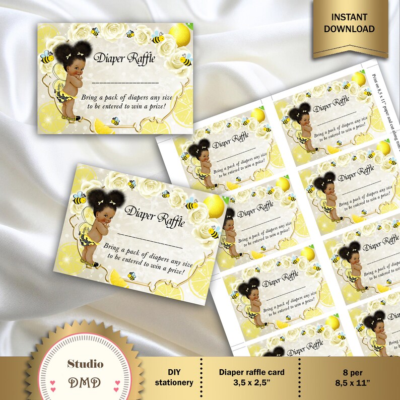 Diaper Raffle Card Printable Diaper Raffle Card Bee Baby - Etsy