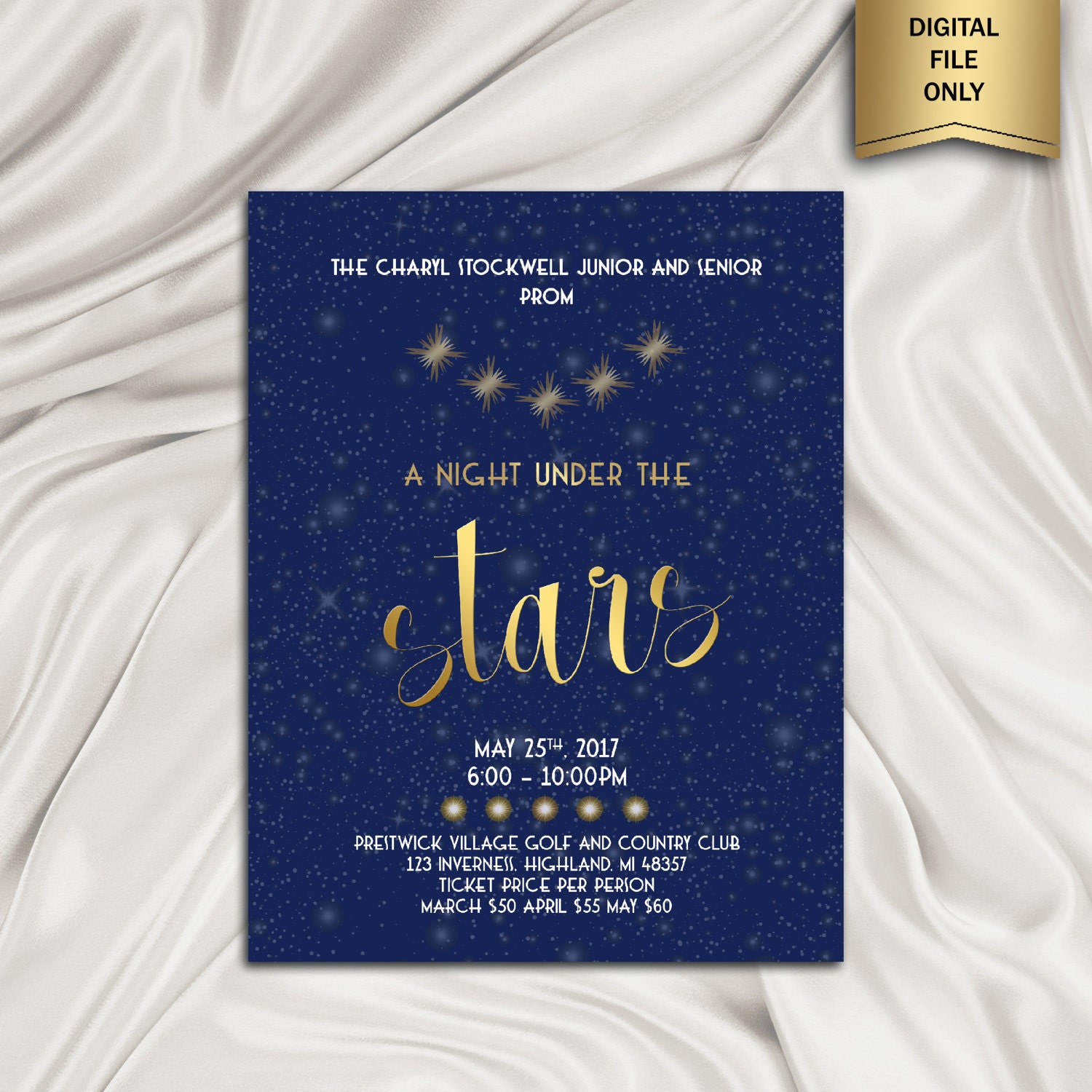 Printable Poster, A Night Under the Stars, Junior Prom, Senior Prom ...