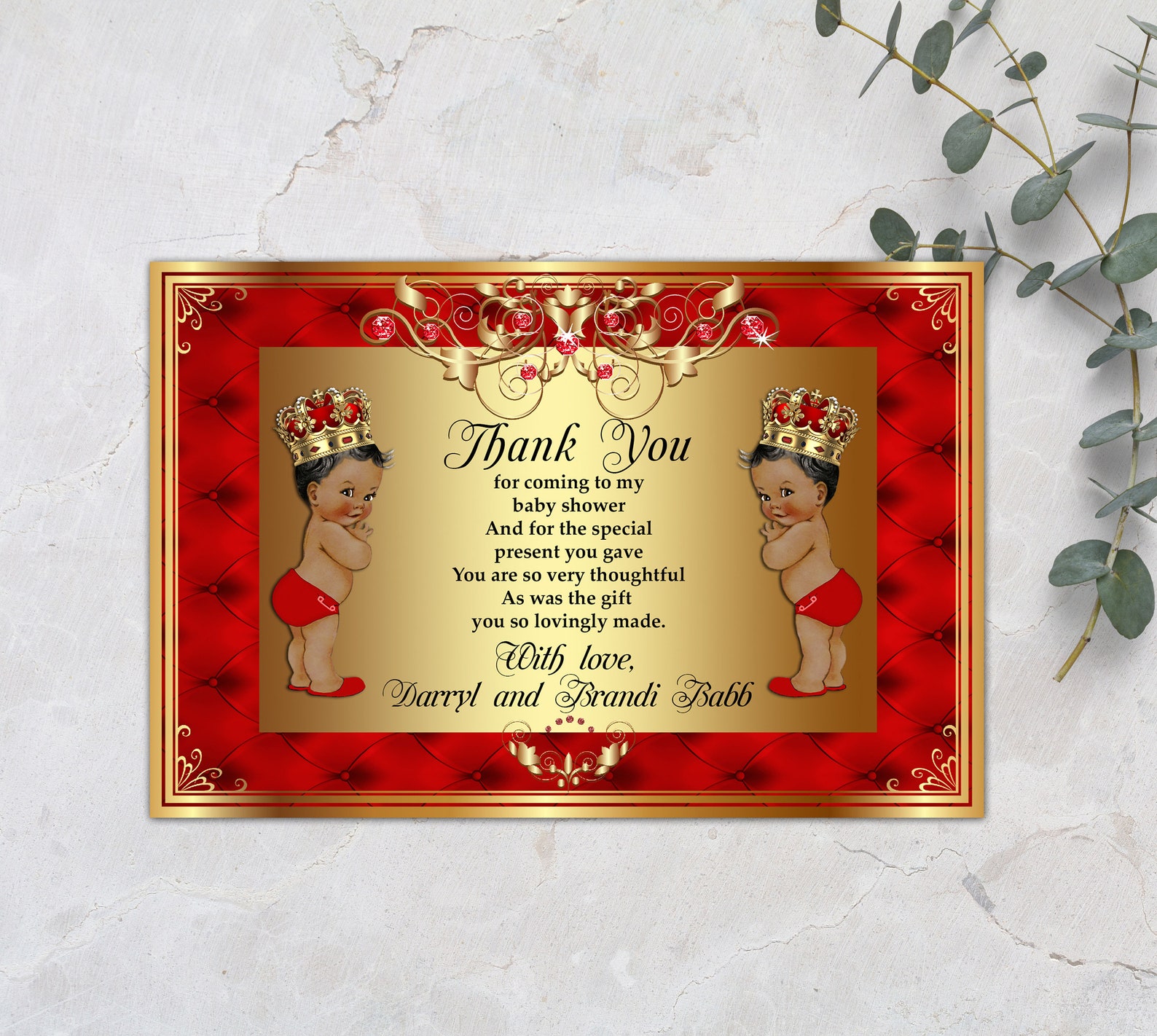 Printable Baby Shower Thank You Card Little Princes Royal Etsy