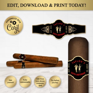 cigar labels download printable custom cigar labels great etsy