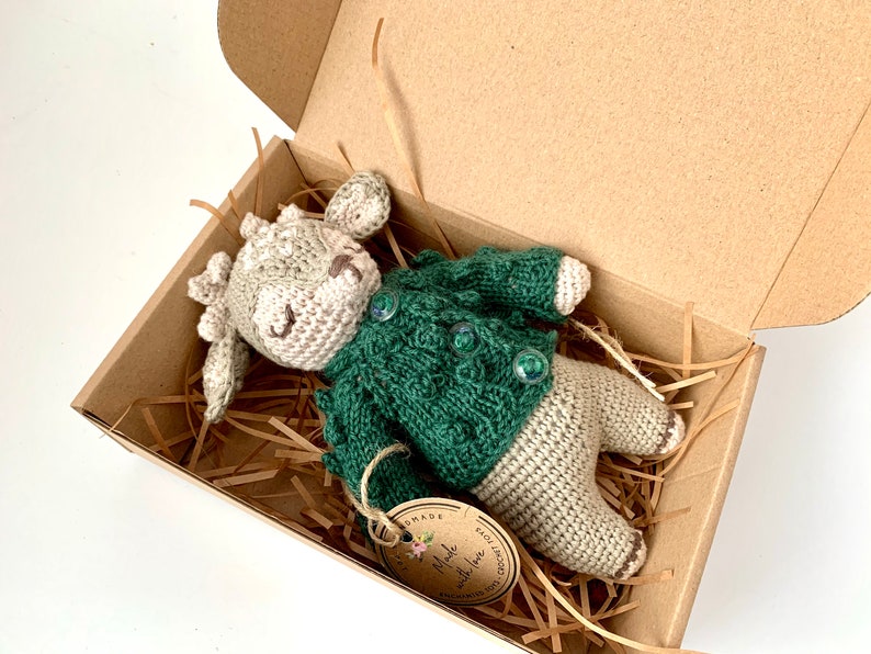 Crochet Amigurumi Reindeer, Handmade Toy, Soft Toy, Kids Gift, Stuffed ReinDeer, Christmas Crochet Doll, Cardigan, Dressed Toy image 4