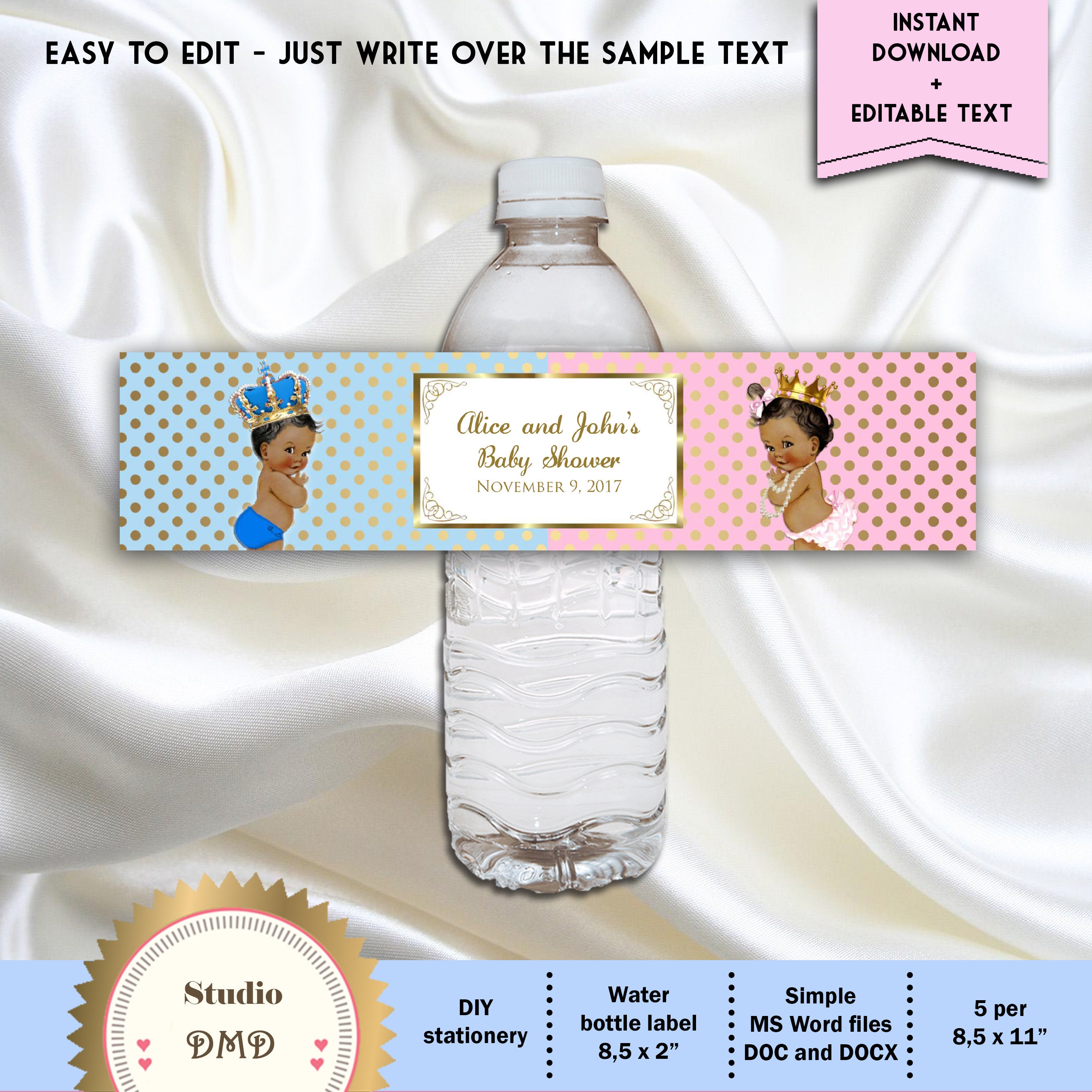 Personalized Water Bottle Labels - Little Princess