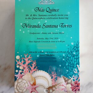 Quinceañera Invitation, Under the Sea Invitation, Birthday Invitation ...