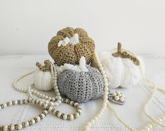 Handmade Crochet Pumpkins, Baby Photoshoot props, Photoshoot props, Autumn Pumpkins, Crochet Pumpkins, Halloween Pumpkins, Gold, Silver