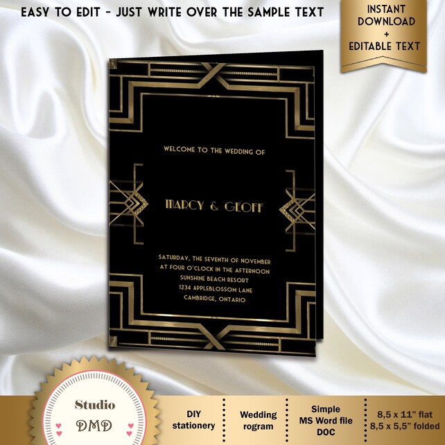 printable wedding program template