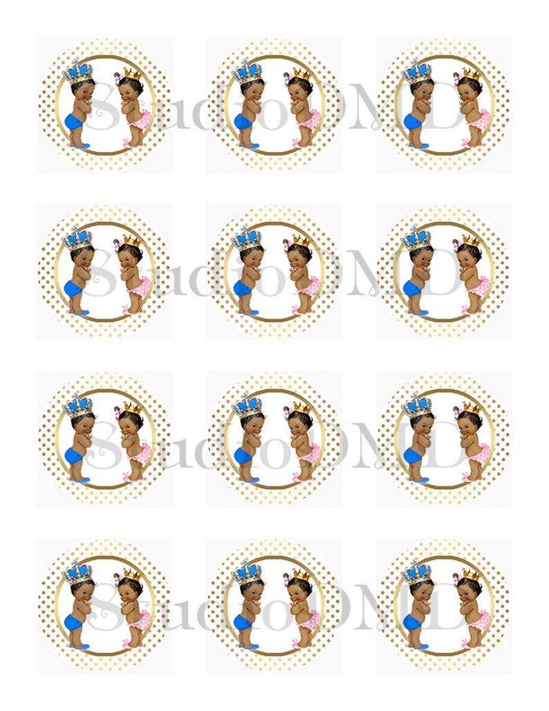 Printable Cupcake Toppers Royal Baby Shower Twins Gender Etsy