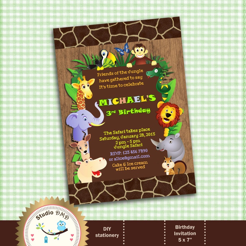 Jungle Animals Safari Baby Shower Invitation Baby Boy Boy Etsy UK