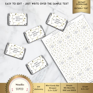 Printable Mini Candy Bar Wrappers, Mini Hershey's Chocolates, Confetti ...
