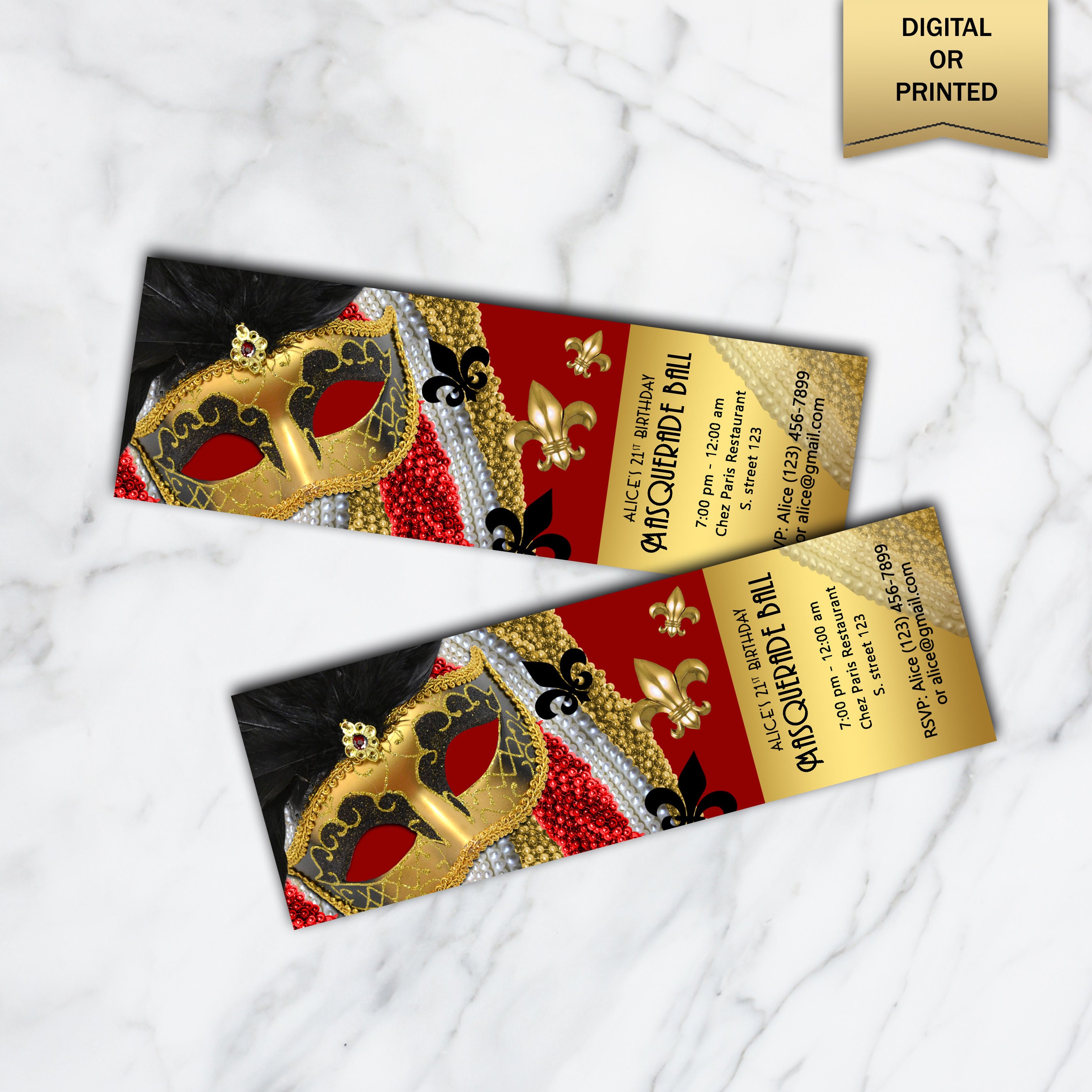 Masquerade Ball Birthday Party Invitation Masquerade Party | Etsy