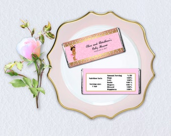 Printable Candy Bar Wrapper, Hershey's Chocolate Wrapper, Little Princess, Pink Gold, EDITABLE text, DOWNLOAD Instantly, Word Format, BS78