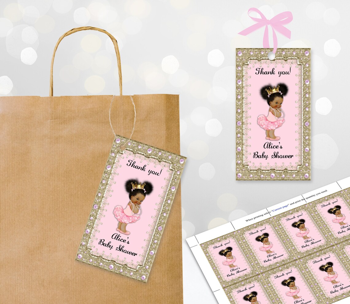 Printable Baby Shower Thank You Tags Favor Tags Princess - Etsy