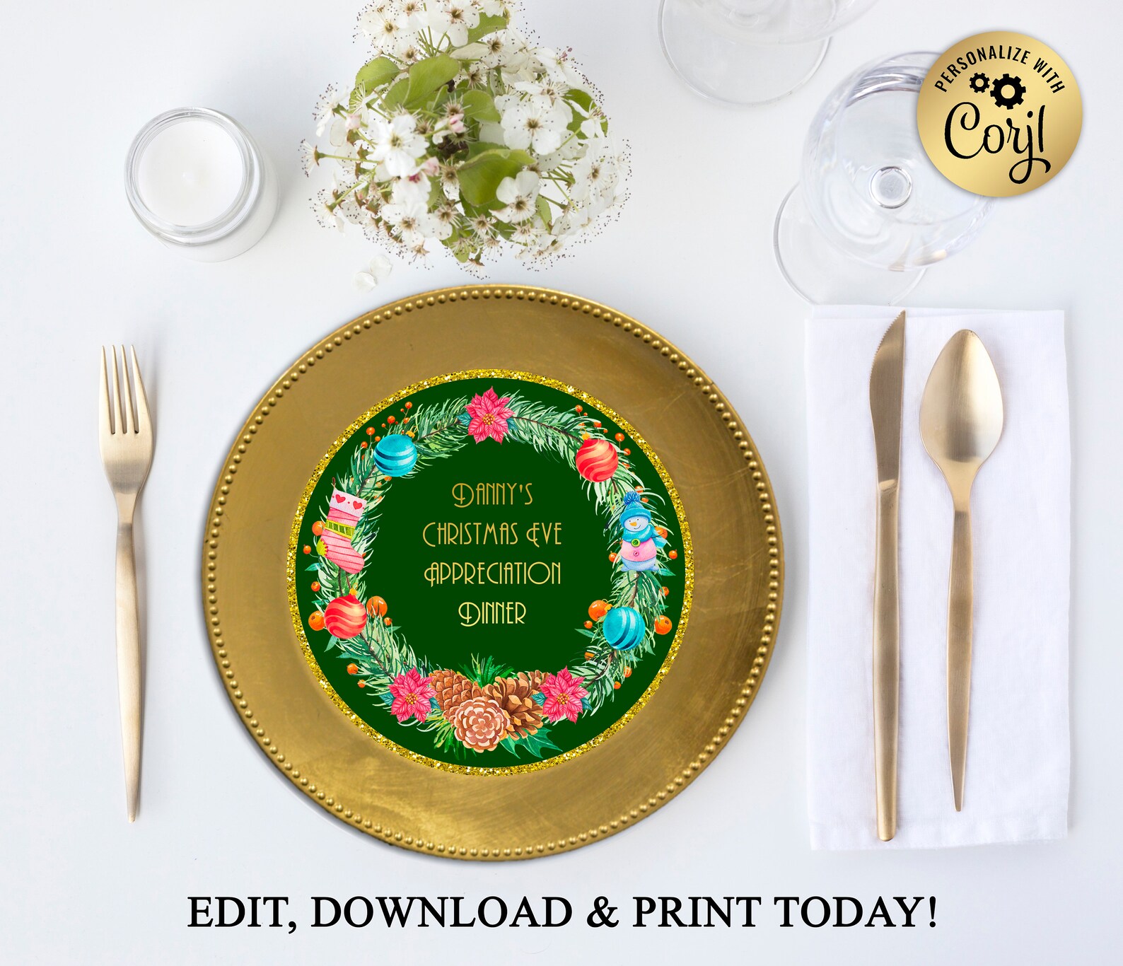 Printable Charger Plate Insert or Centerpiece Christmas Eve Etsy
