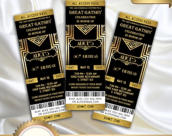 Great Gatsby Style Art Deco Party Invitation, Black and Gold, Prom, Birthday -DOWNLOAD Instantly, EDITABLE TEXT, Microsoft Word Format, GG01