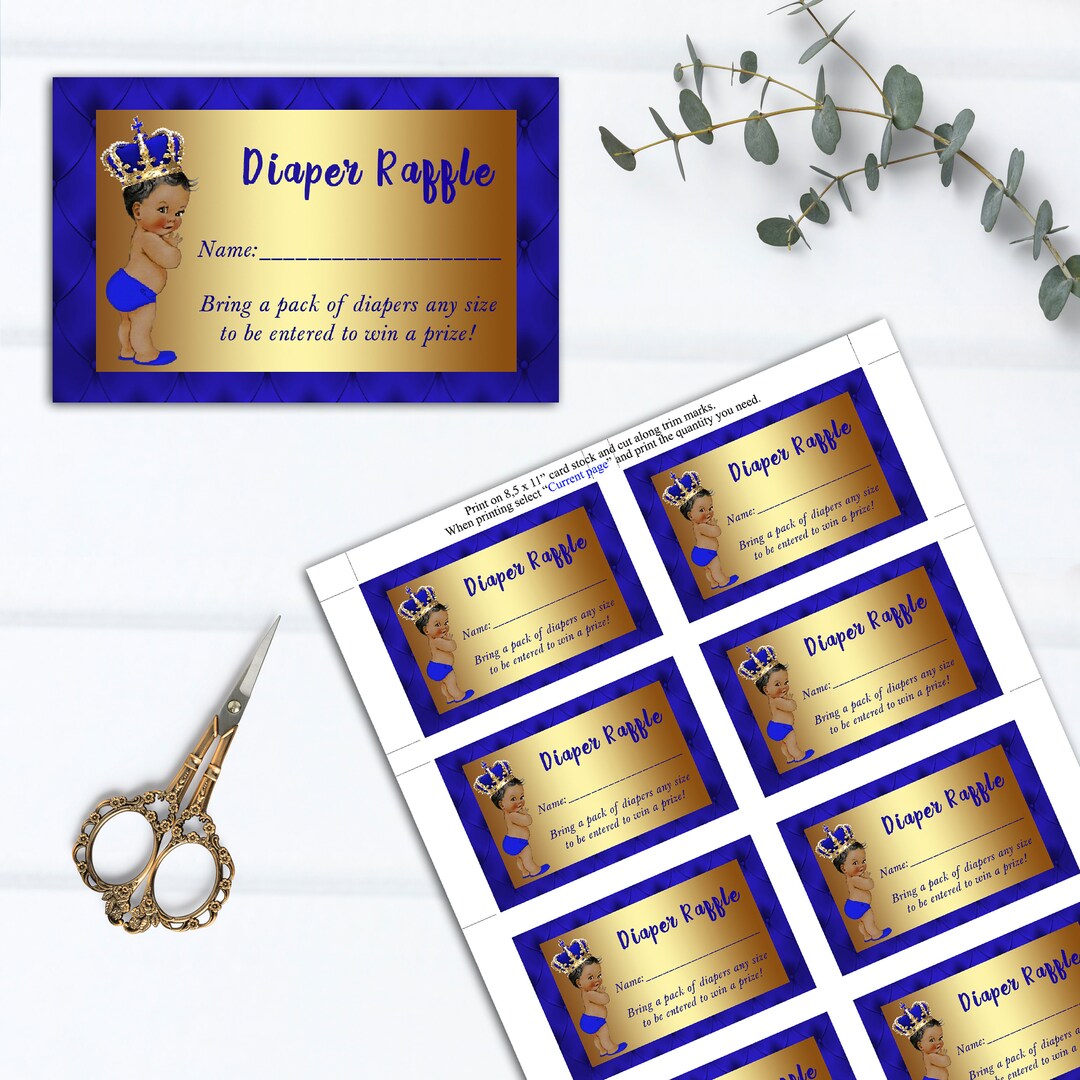 Diaper Raffle Card, Printable Diaper Raffle Card, Little Prince, Royal ...