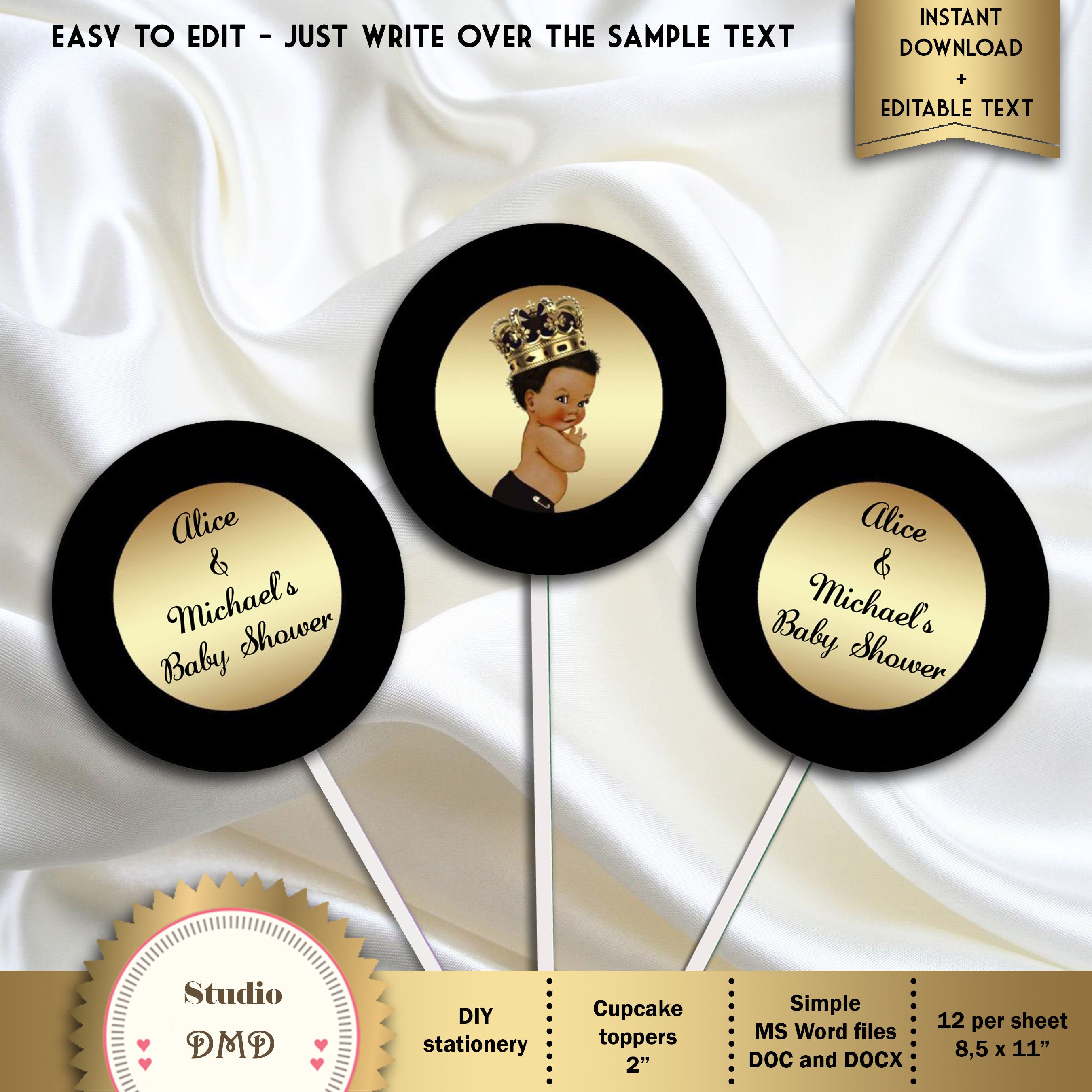 Printable Baby Shower Cupcake Toppers Little Prince Royal | Etsy