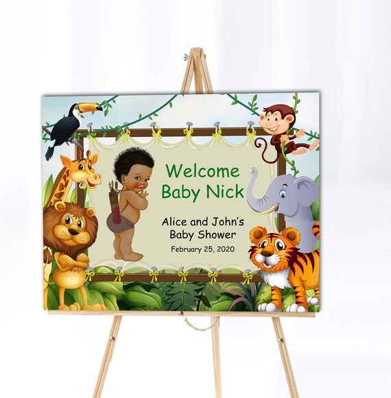 Printable Welcome Baby Sign Baby Boy Safari Baby Shower Boy - Etsy