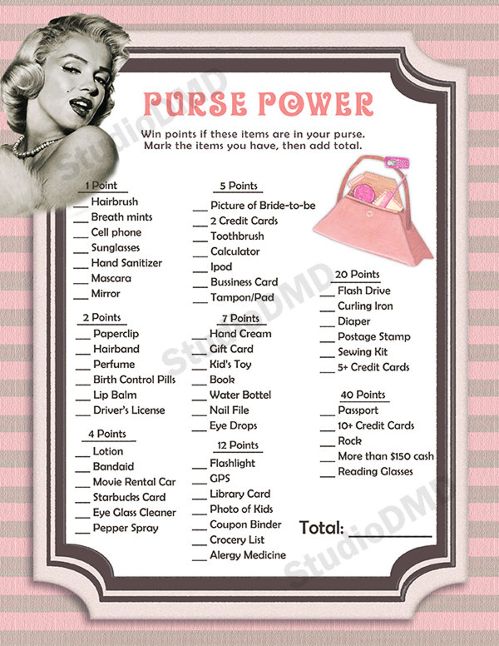 Printable Bridal Shower Game Set Vintage Hollywood Bridal Etsy