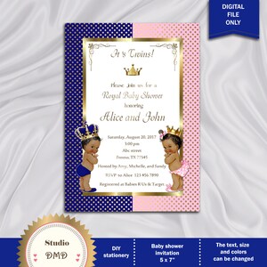 Printable Prince and Princess Baby Shower Invitation, Royal Baby Shower ...